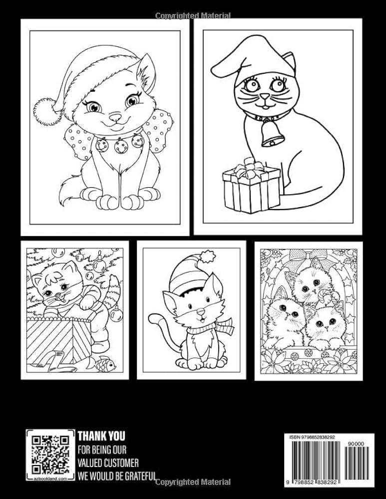 Christmas cat coloring book vivid coloring pages for little kids to relieve stress and relax hood abubakar books
