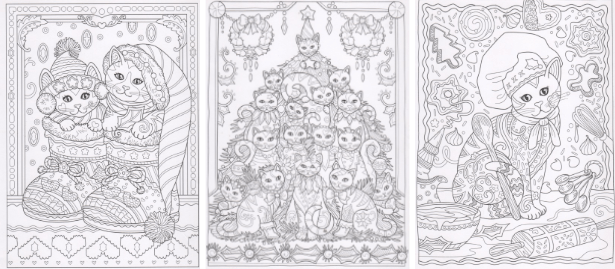 Christmas cats adult coloring book