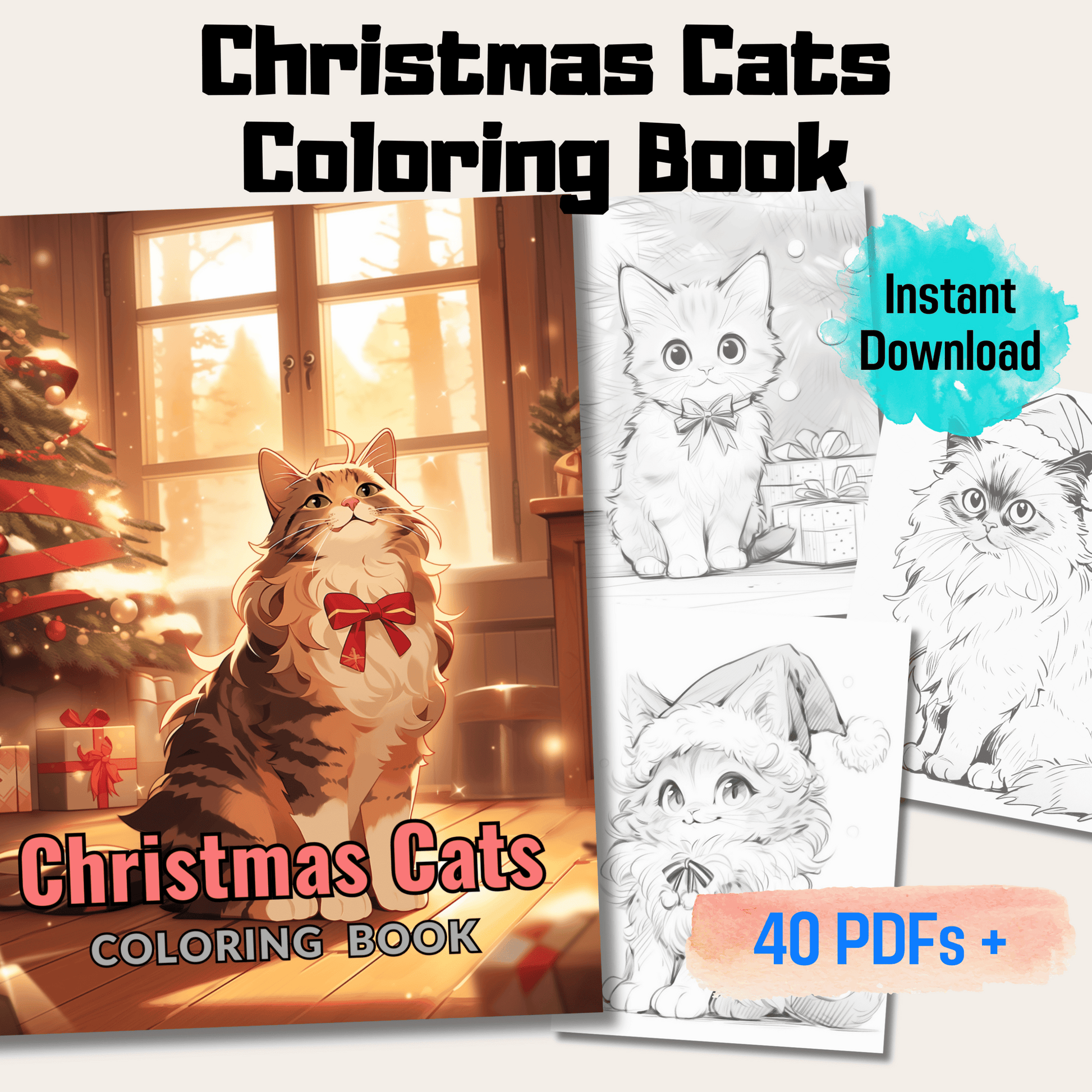 Christmas cats coloring book unique cat grayscale coloring pages f â funny print for you