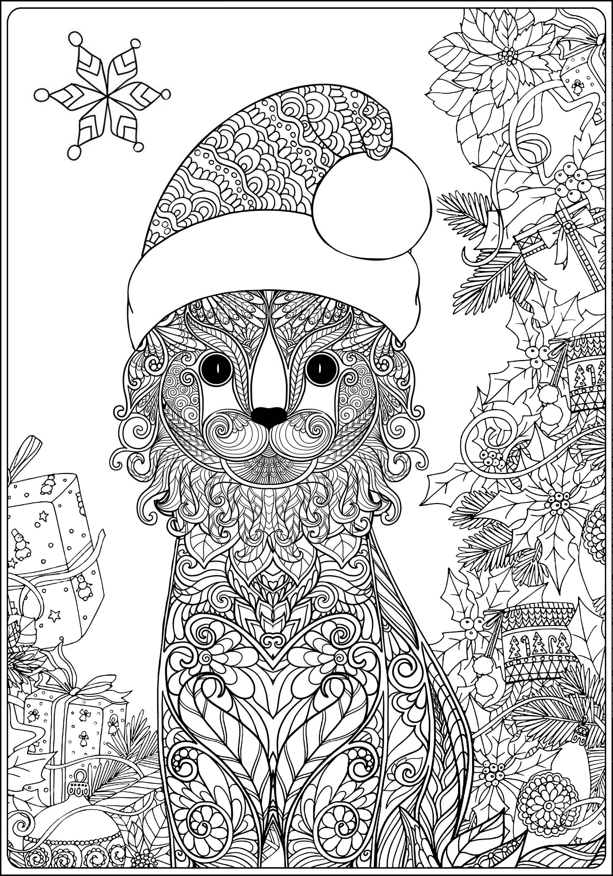 Christmas cat with gifts long version without text
