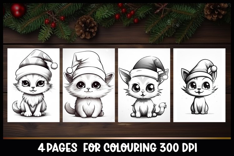 Cute christmas cat coloring book pages i kids coloring book