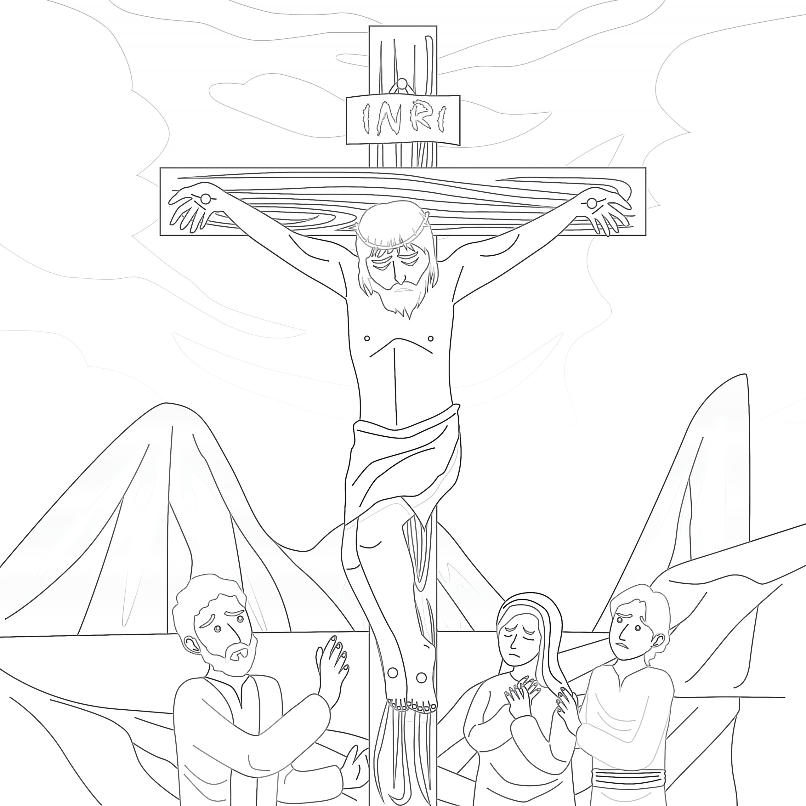 Printable jesus died on the cross coloring page