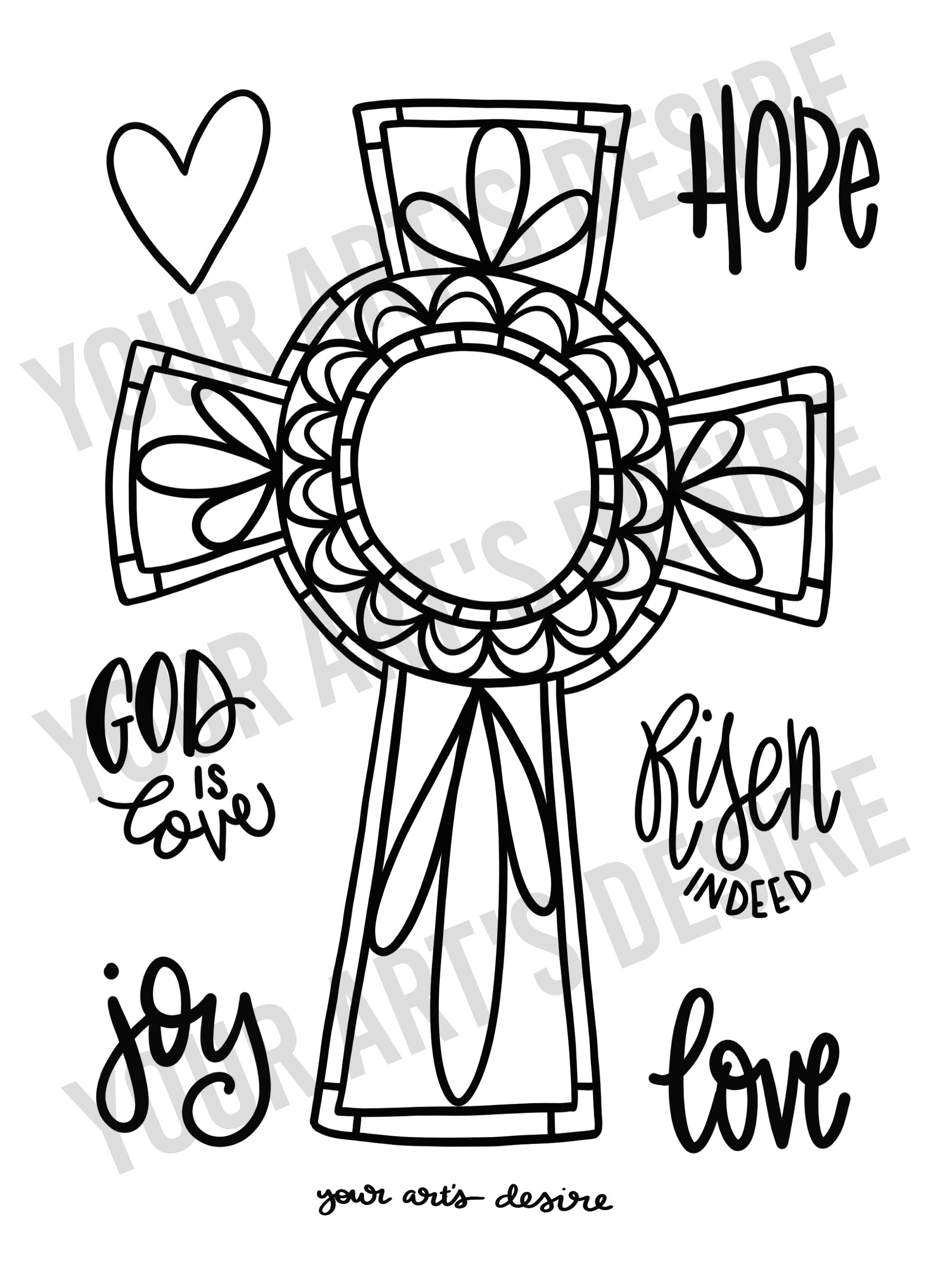 Coloring book cross with words â your arts desire