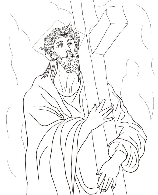 Jesus carrying cross coloring sheet