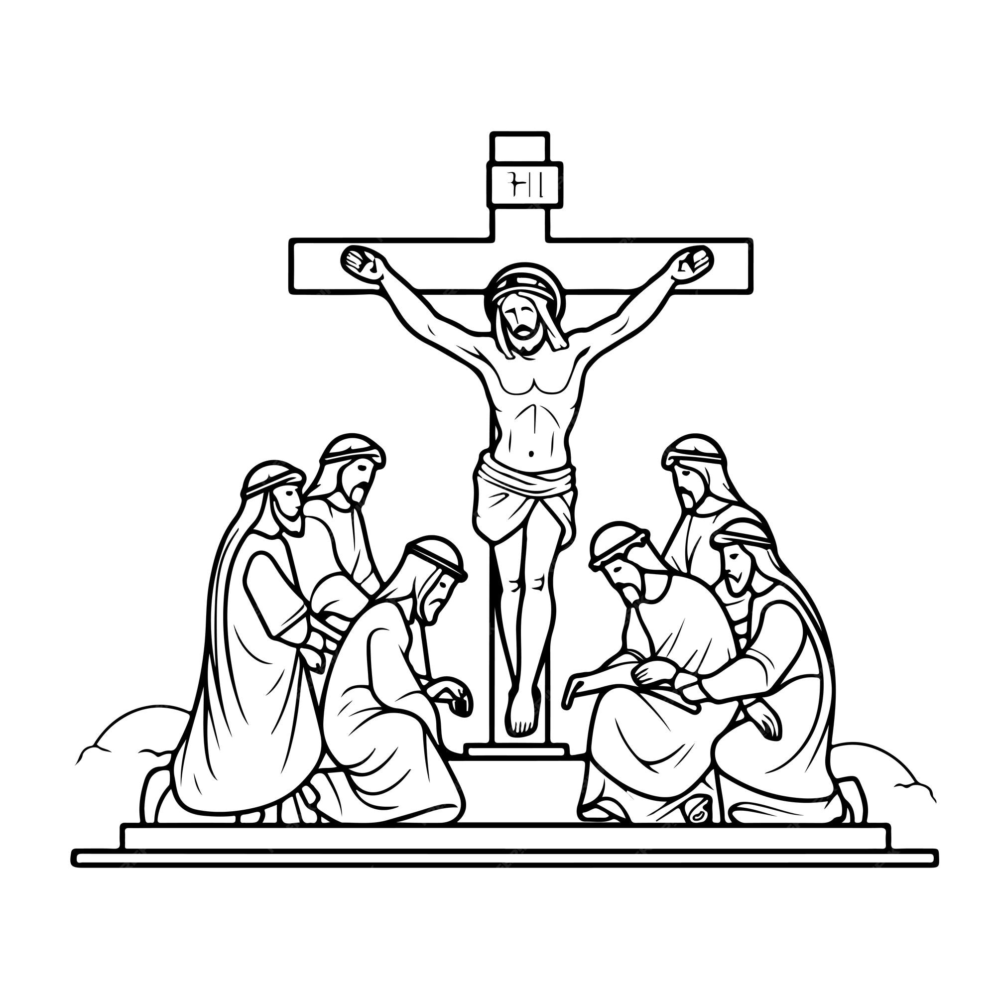 Premium vector coloring page line drawing happy good friday day