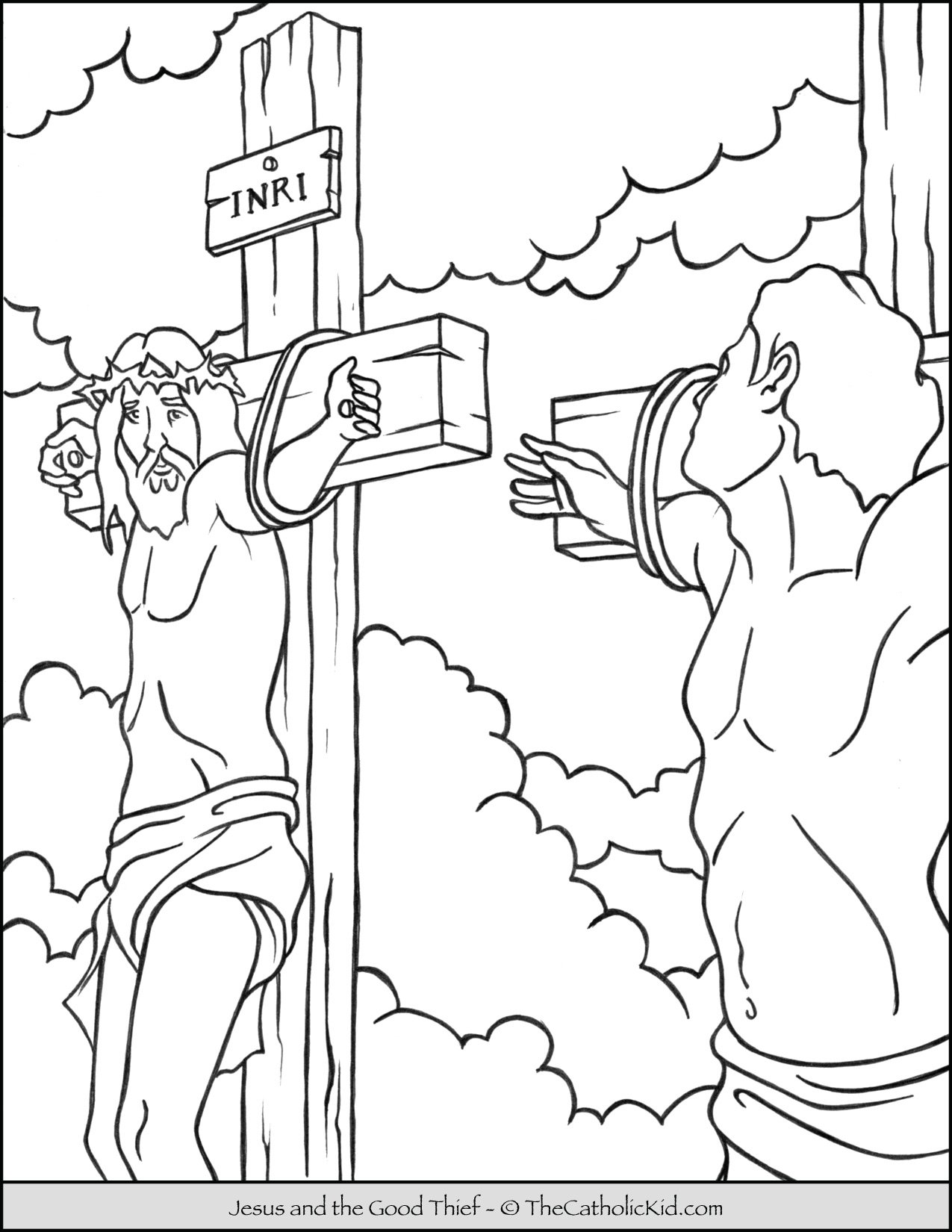 Jesus and the good thief coloring page