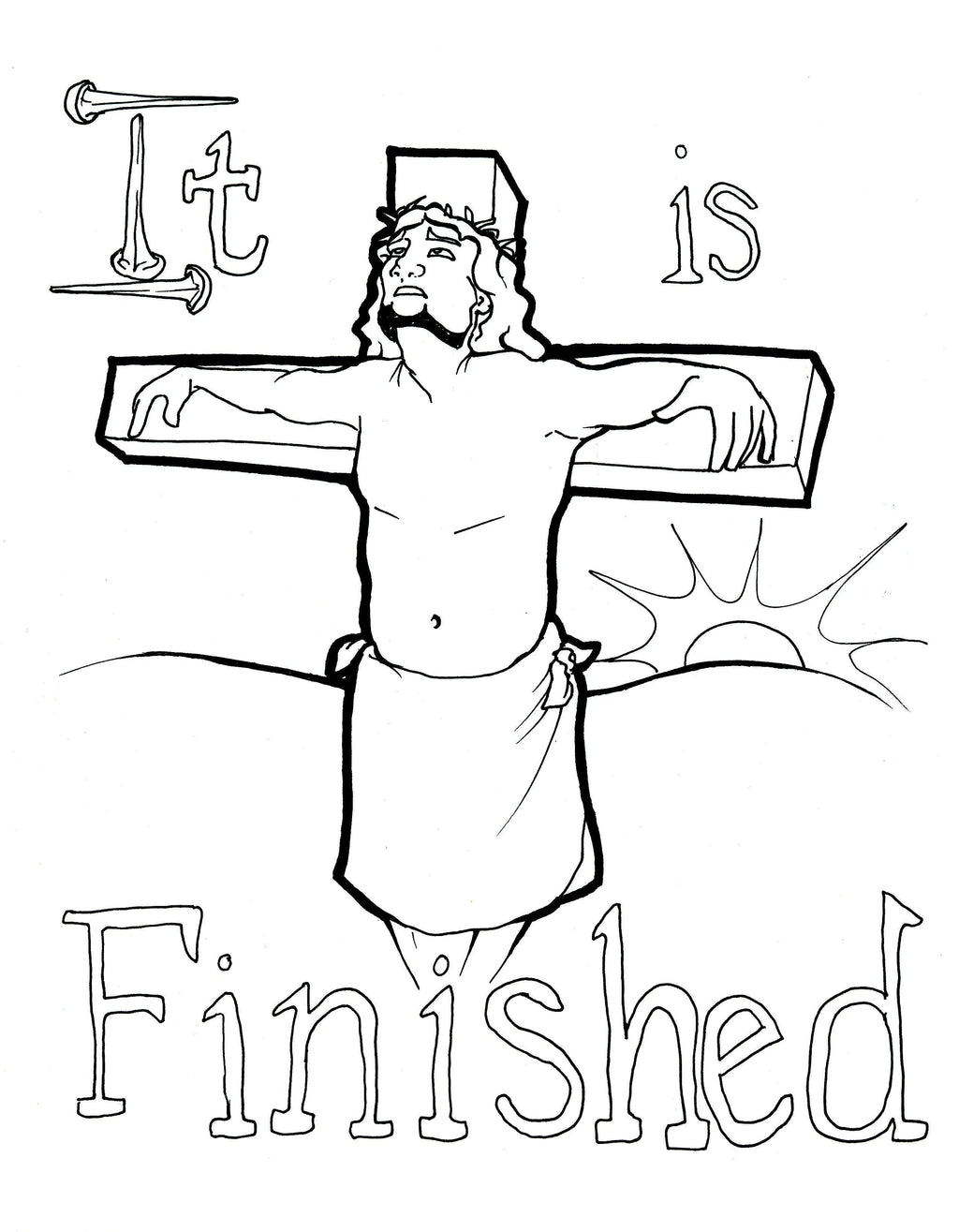 Jesus on the cross coloring page