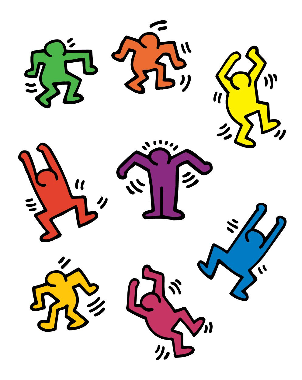 Blik keith haring dancers removable wall decals officially licensed keith haring art assorted colors set of decals x inches home