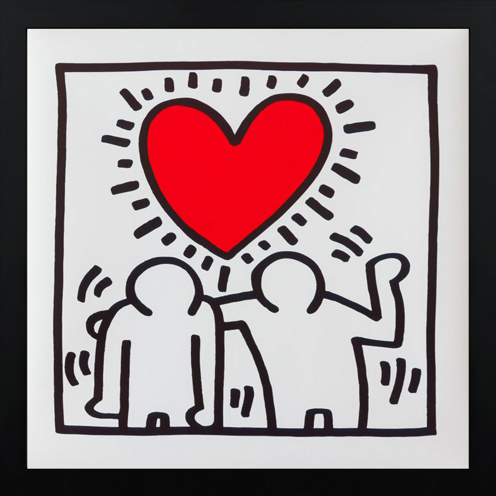 Keith haring framed print coeur x cm