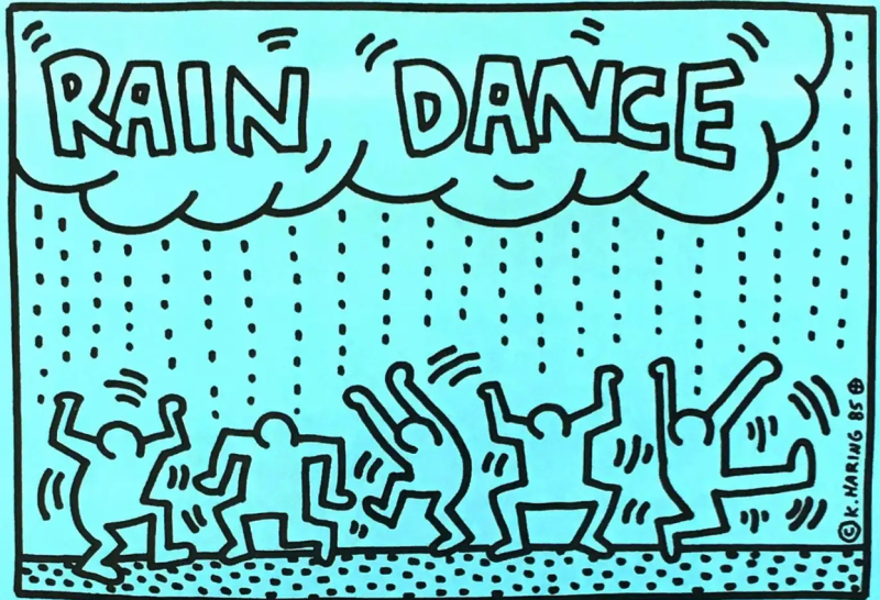 Keith haring vintage rain dance benefit announcement poster available for immediate sale at sothebys