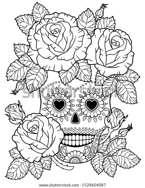 Coloring adult day dead mexican festival stock vector royalty free