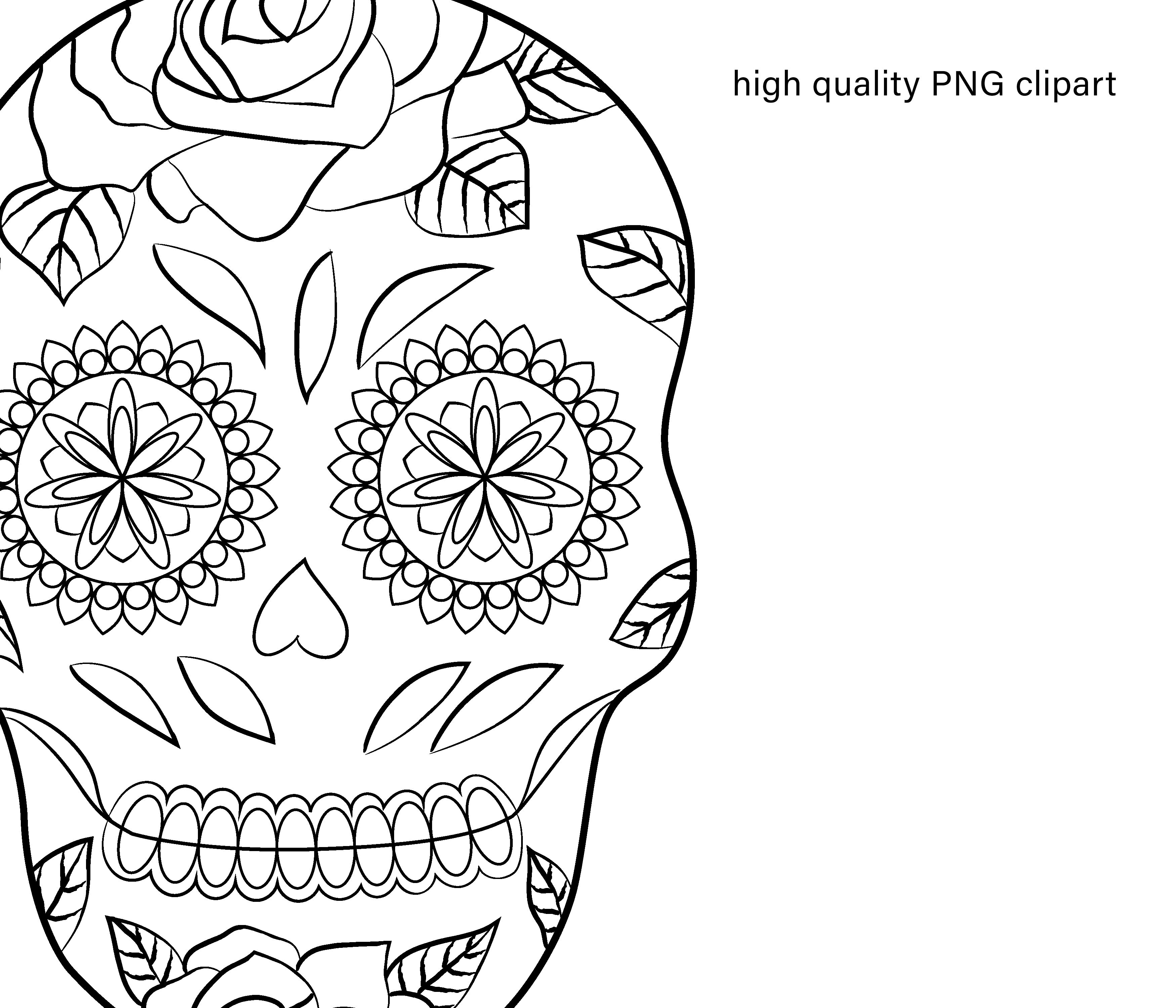 Day of the dead coloring page dia de los muertos clipart by svetlana sintcova