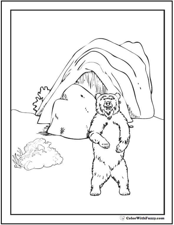 Coloring pages bear and den
