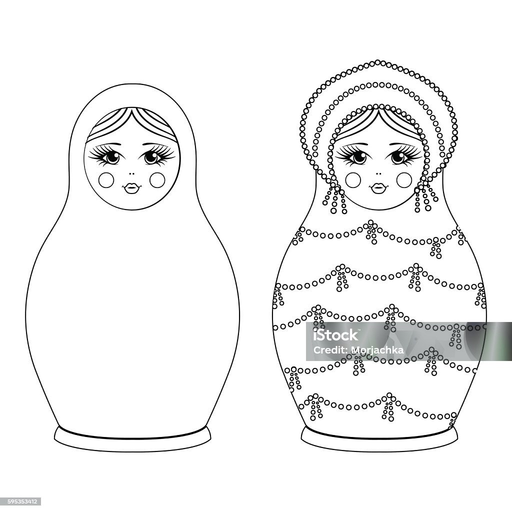 Russian traditional wooden toys matryoshka coloring page book