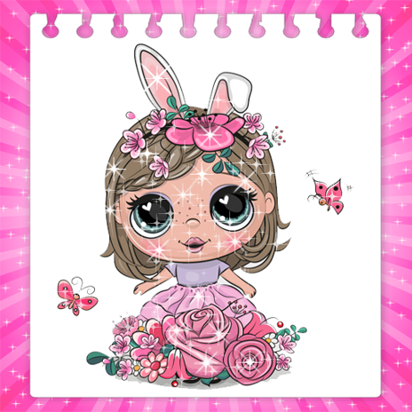 Glitter coloring book dolls