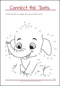 Printable connect the dots coloring pages for kids