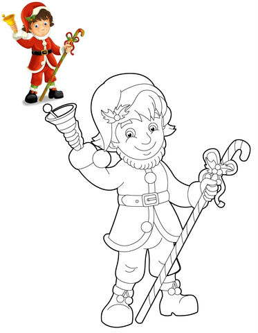 Santa coloring pages along with his friends