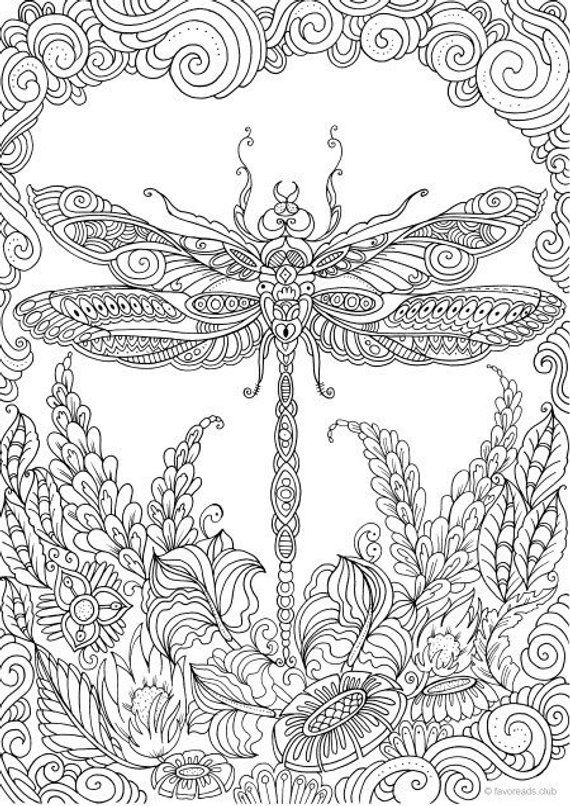 Dragonfly printable adult coloring page from favoreads