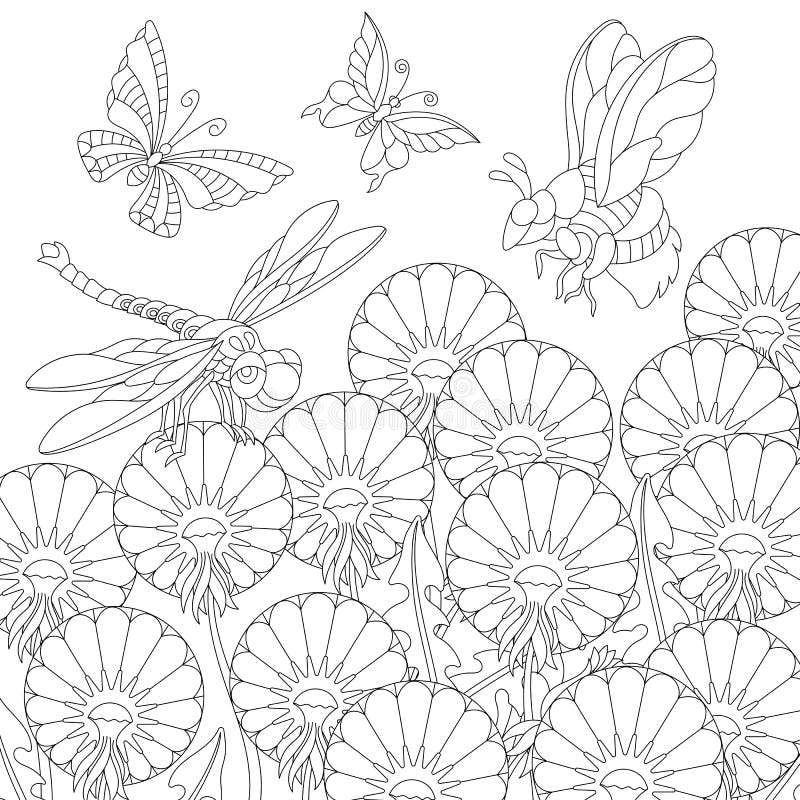 Coloring page dragonfly stock illustrations â coloring page dragonfly stock illustrations vectors clipart