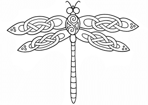 Celtic dragonfly design coloring page free printable coloring pages