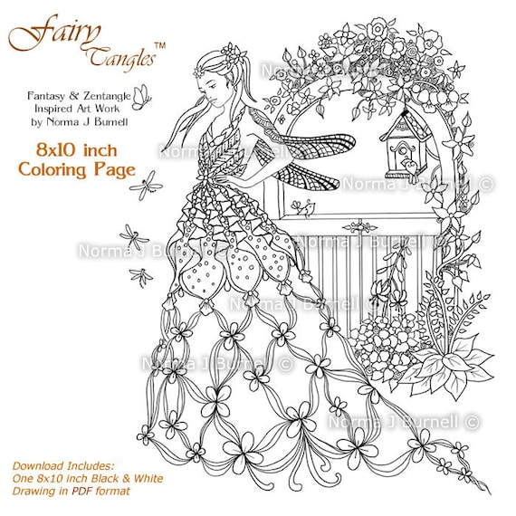 The fairys gate dragonfly garden fairy printable coloring books pages sheets by norma burnell fairies to color digital and adult coloring