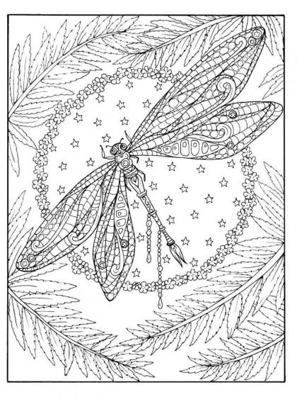 Dragonfly coloring pages for adults