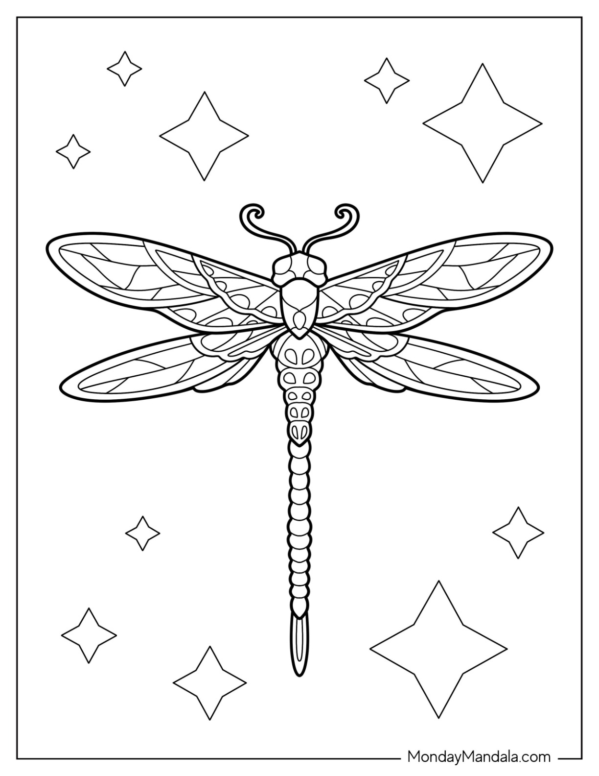 Dragonfly coloring pages free pdf printables