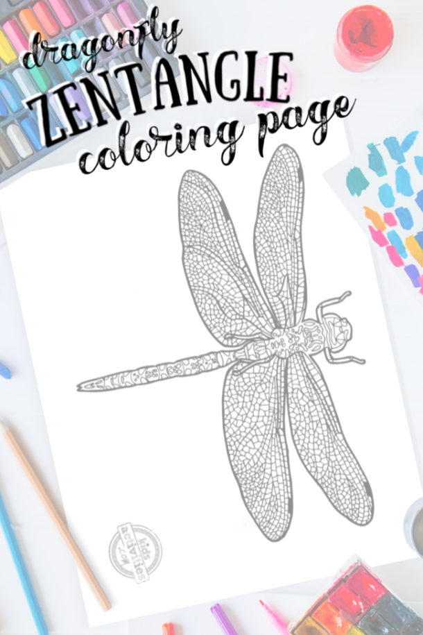 Intricate dragonfly zentangle coloring page kids activities blog