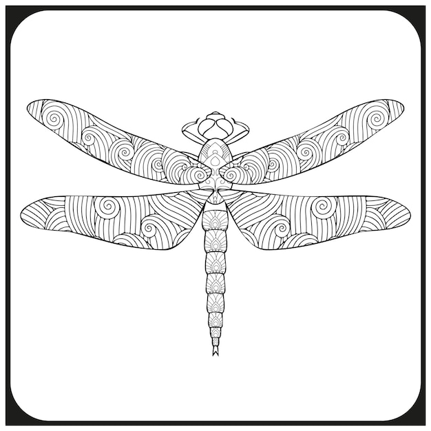 Premium vector dragonfly coloring book for adults