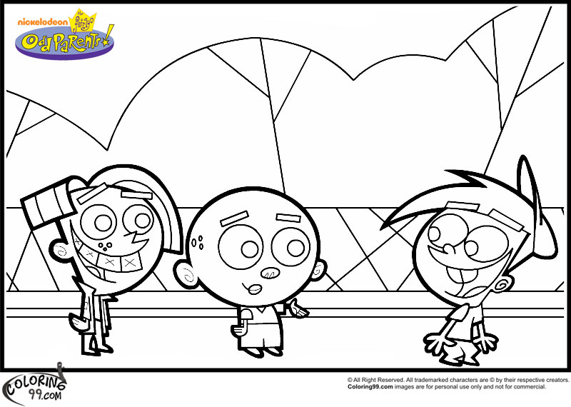 Fairly odd parents coloring pages team colors