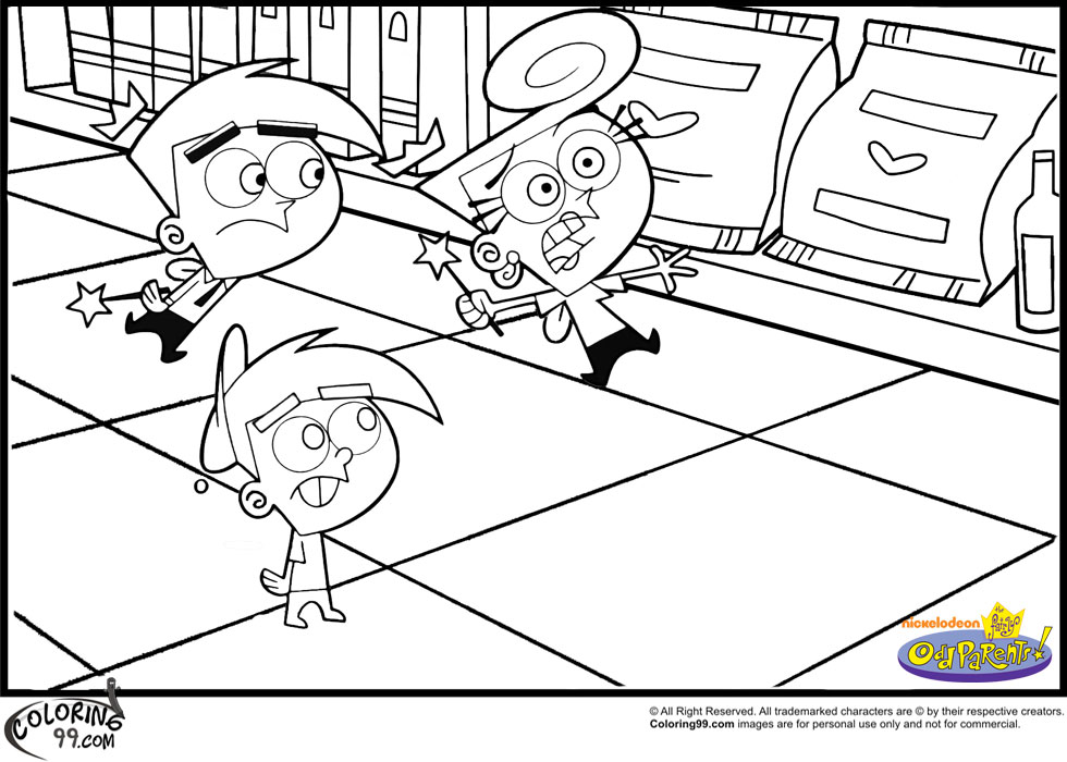 Fairly odd parents coloring pages team colors