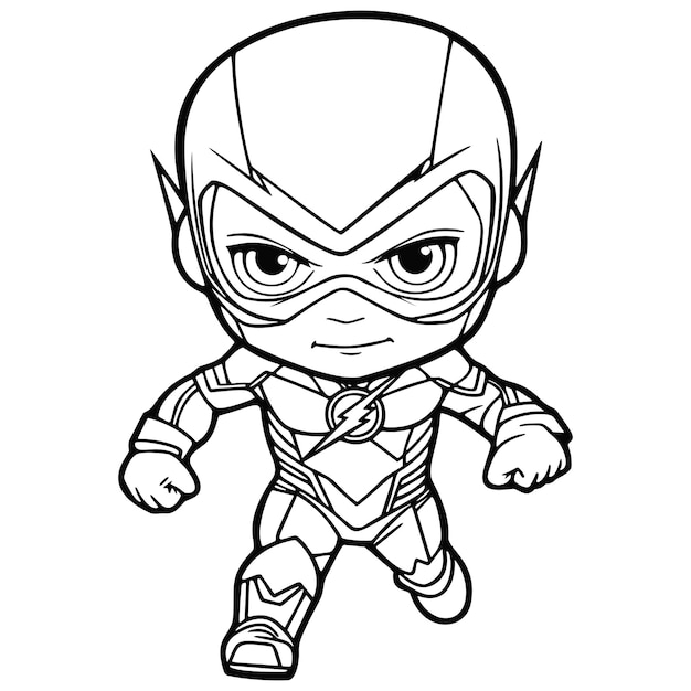 Premium vector chibi superhero coloring page