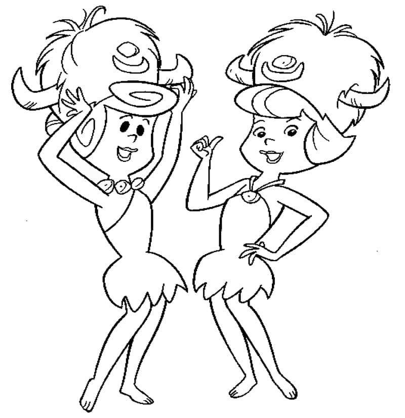 Wilma and betty from the flintstones coloring page
