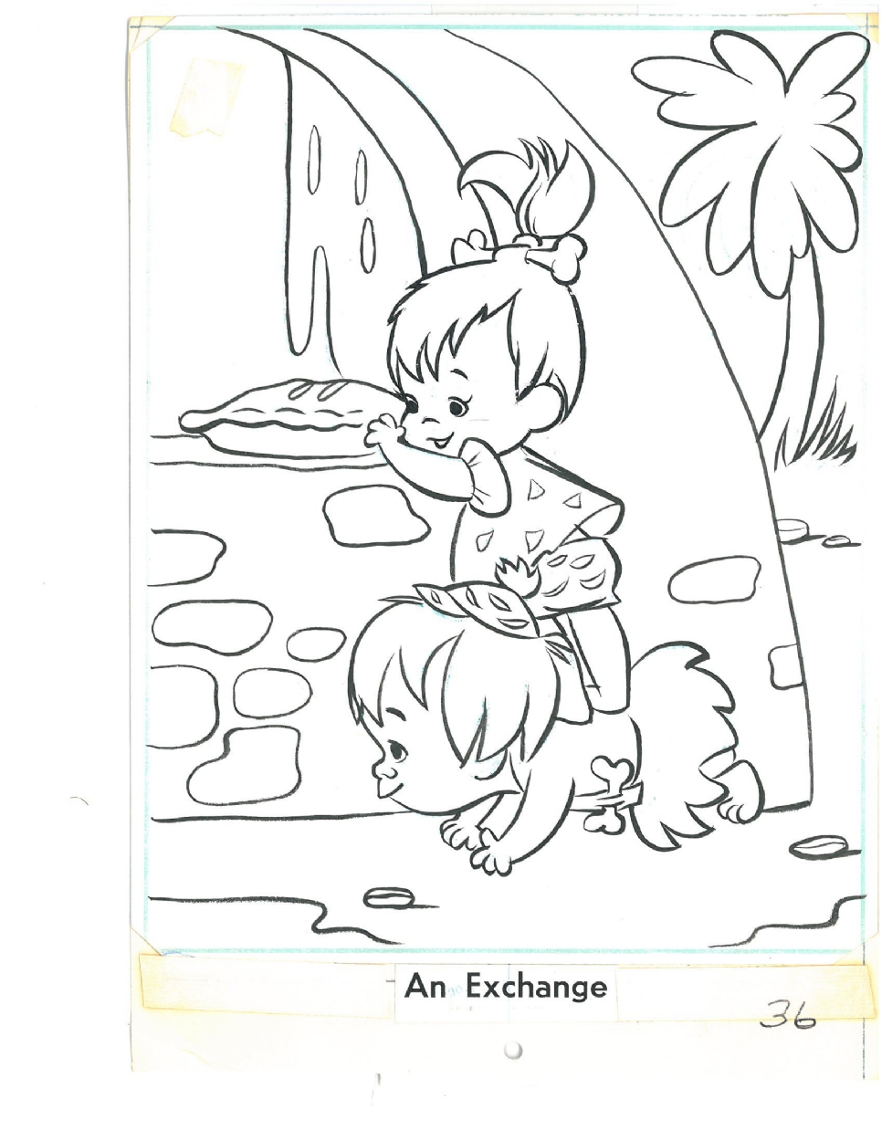 Flintstones coloring book page pebbles bamm bamm in steven ngs hanna barbera the flintstones and the jetsons ic art gallery room