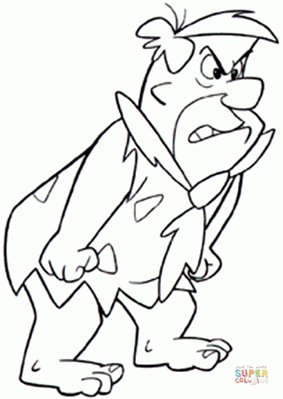 Angry flinstone coloring page free printable coloring pages