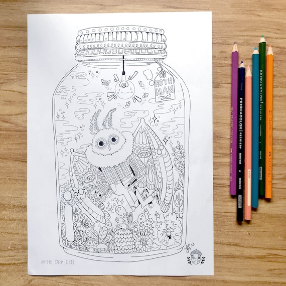 Cryptid coloring printable pages mothman the loch ness monster sasquatch big foot cryptozoology colouring pages