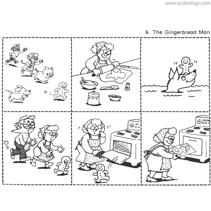 Gingerbread man story coloring pages