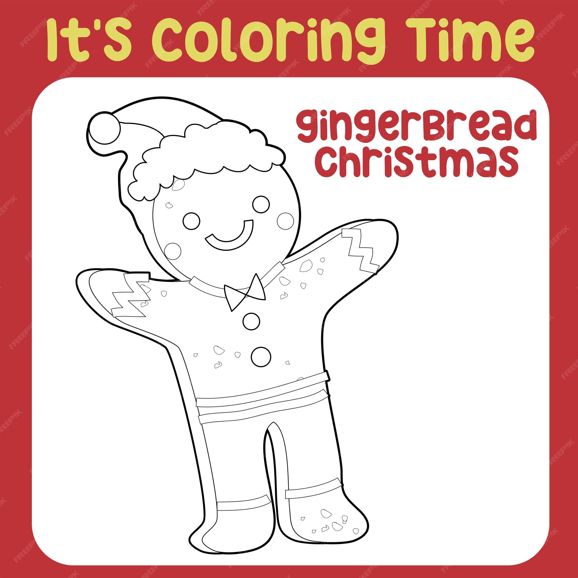 Premium vector christmas coloring page cute and funny cartoon characters coloring game for preschool children