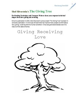 The giving tree shel silverstein response project tpt