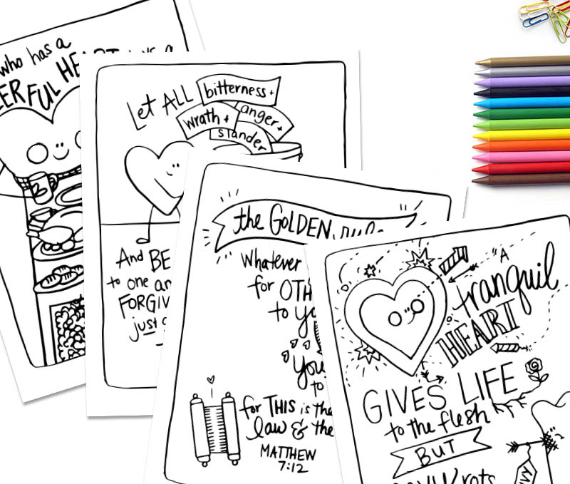 Printable bible verse full page coloring pages character pages