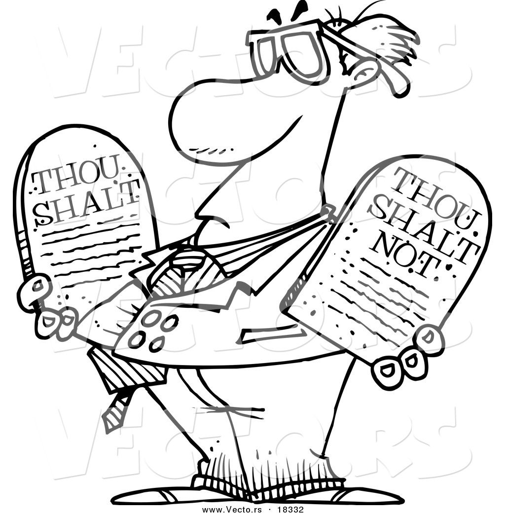 R of a cartoon man holding rule tablets