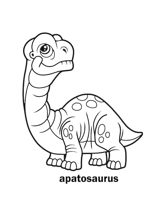 Easy digital printable coloring book for kids dinosaurs pages