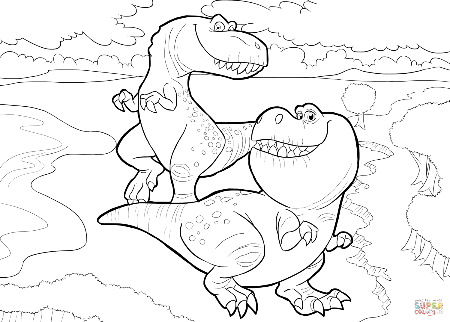Nash and ramsey from the good dinosaur coloring page free printable coloring pages