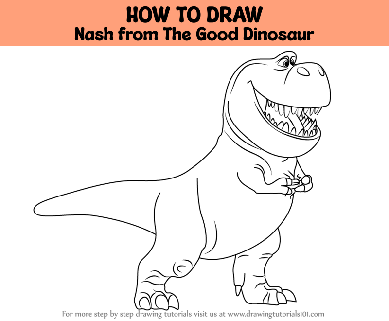 How to draw nash from the good dinosaur the good dinosaur step by step