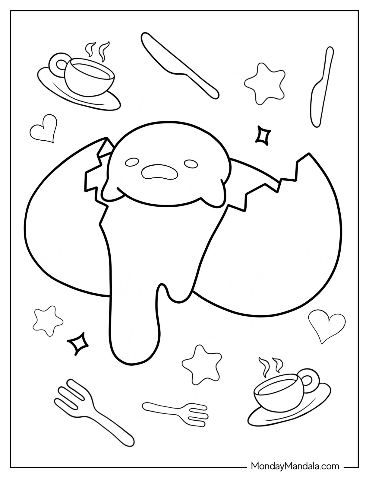 Gudetama coloring pages free pdf printables