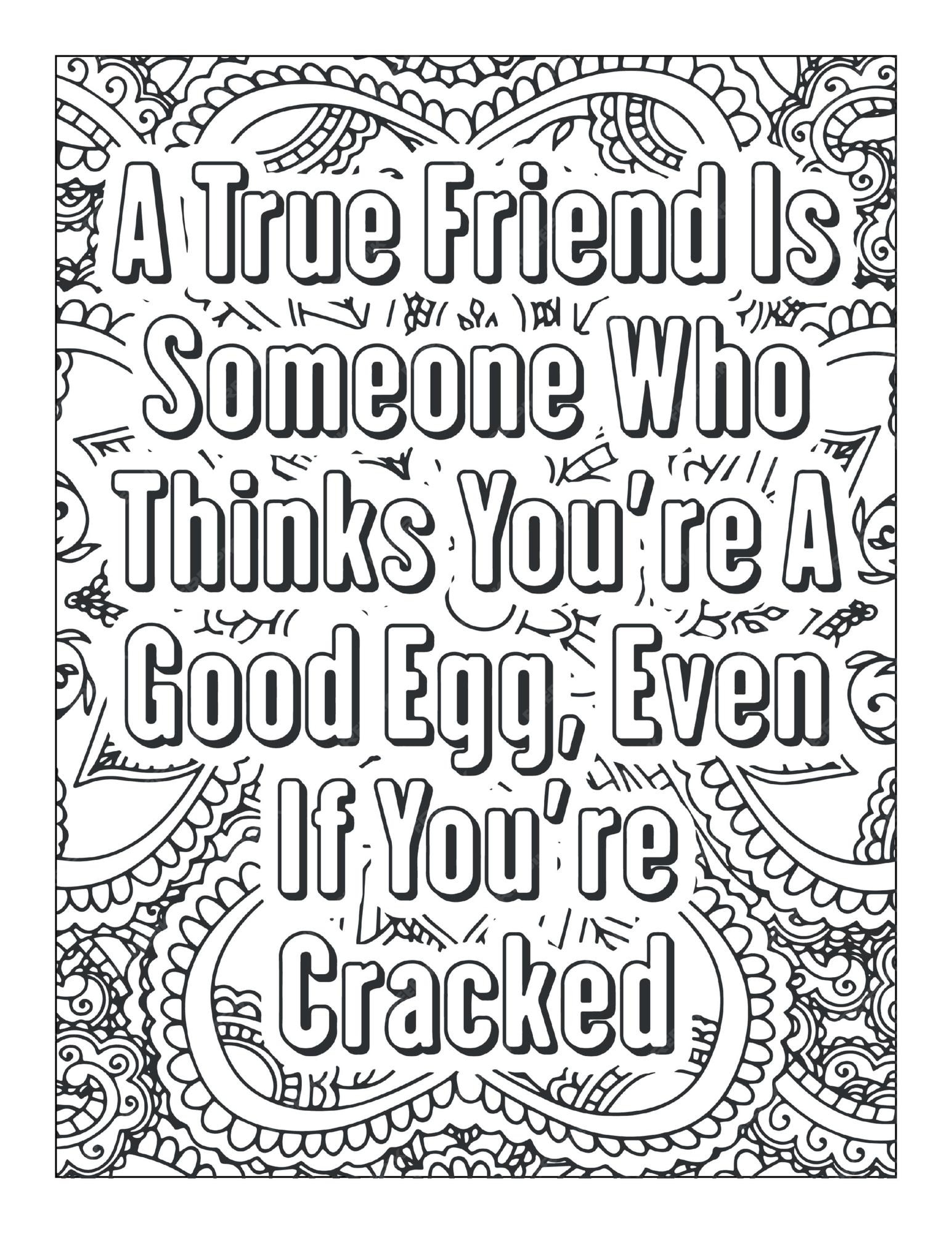 Premium vector easter quotes coloring page relaxing coloring page for adults