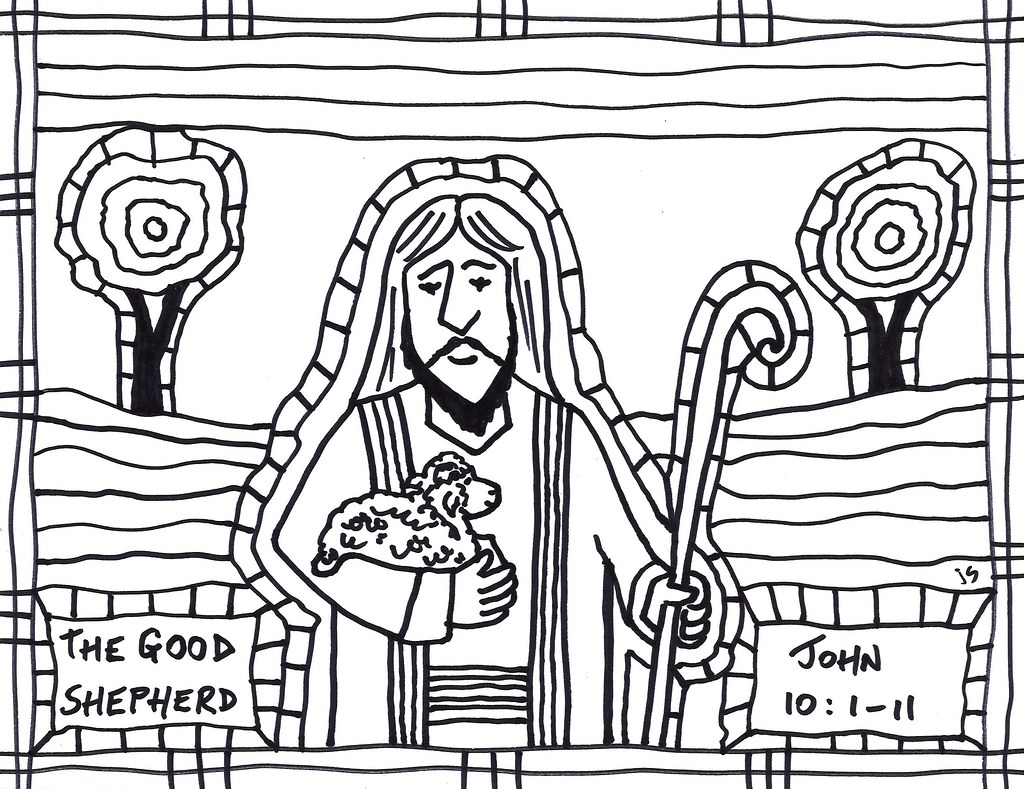 Eastergsbw the good shepherd coloring page john