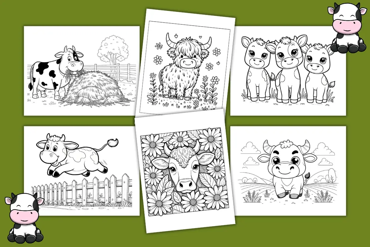 Free printable cow coloring pages