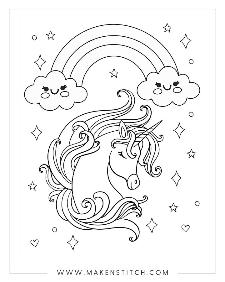 Free unicorn coloring pages for kids and adults