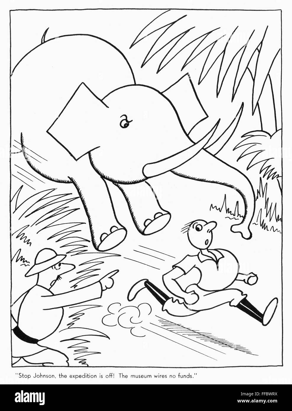 Great depression cartoonnstop johnson the expedition is off the museum wires no funds american cartoon on the effects of the great depression by otto soglow early s stock photo